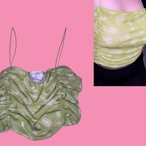 Neon green bandana print top